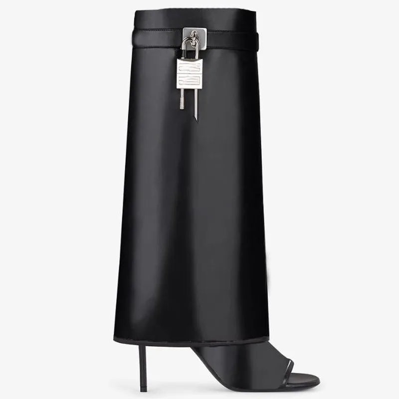 Shark Lock Knee High Boots Inspired By Givenchy