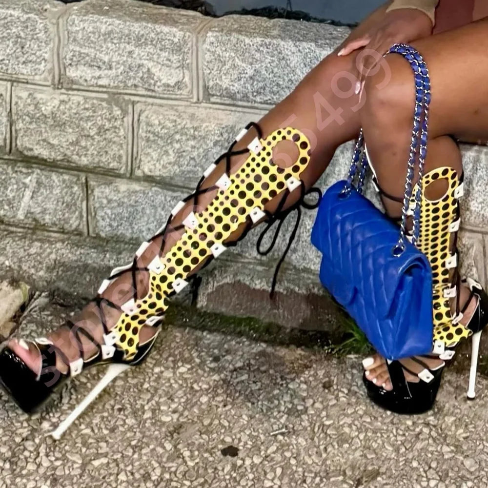 Lace-Up Gladiator High Heel Stiletto Sandals