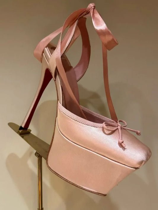 "Cassia" Ballet Thick Platform Stiletto Heel Pumps Inspired By Christian Louboutin