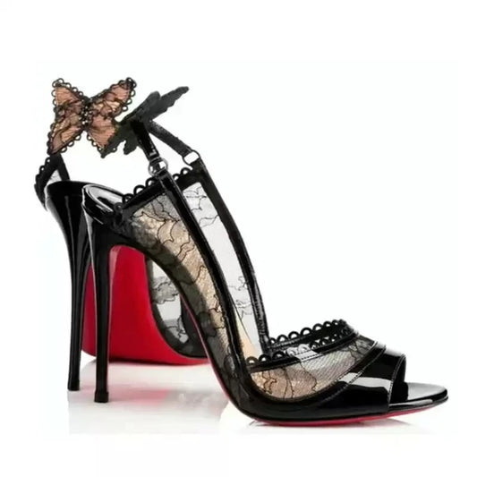 "Chantilly" Lace Butterfly High Heel Stiletto Pumps Inspired By Christian Louboutin