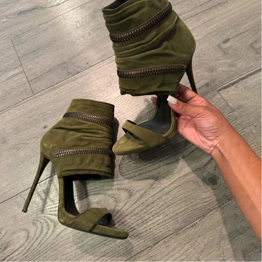 Double Zip Ankle Cuff High Heel Sandals Inspired By Giuseppe Zanotti