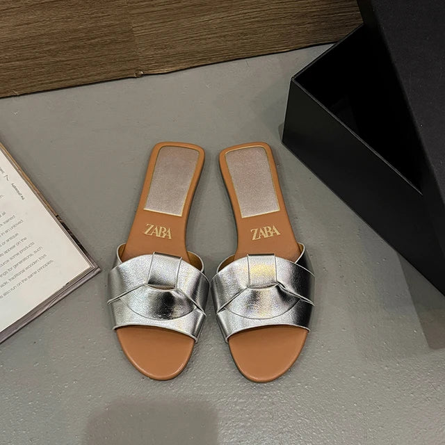 Woven Slip On Flat Sandals