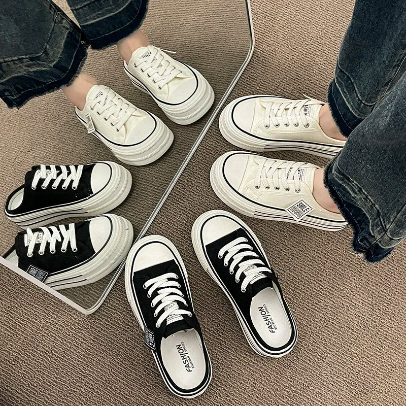 Classic Lace Up Platform Slip On Sneakers