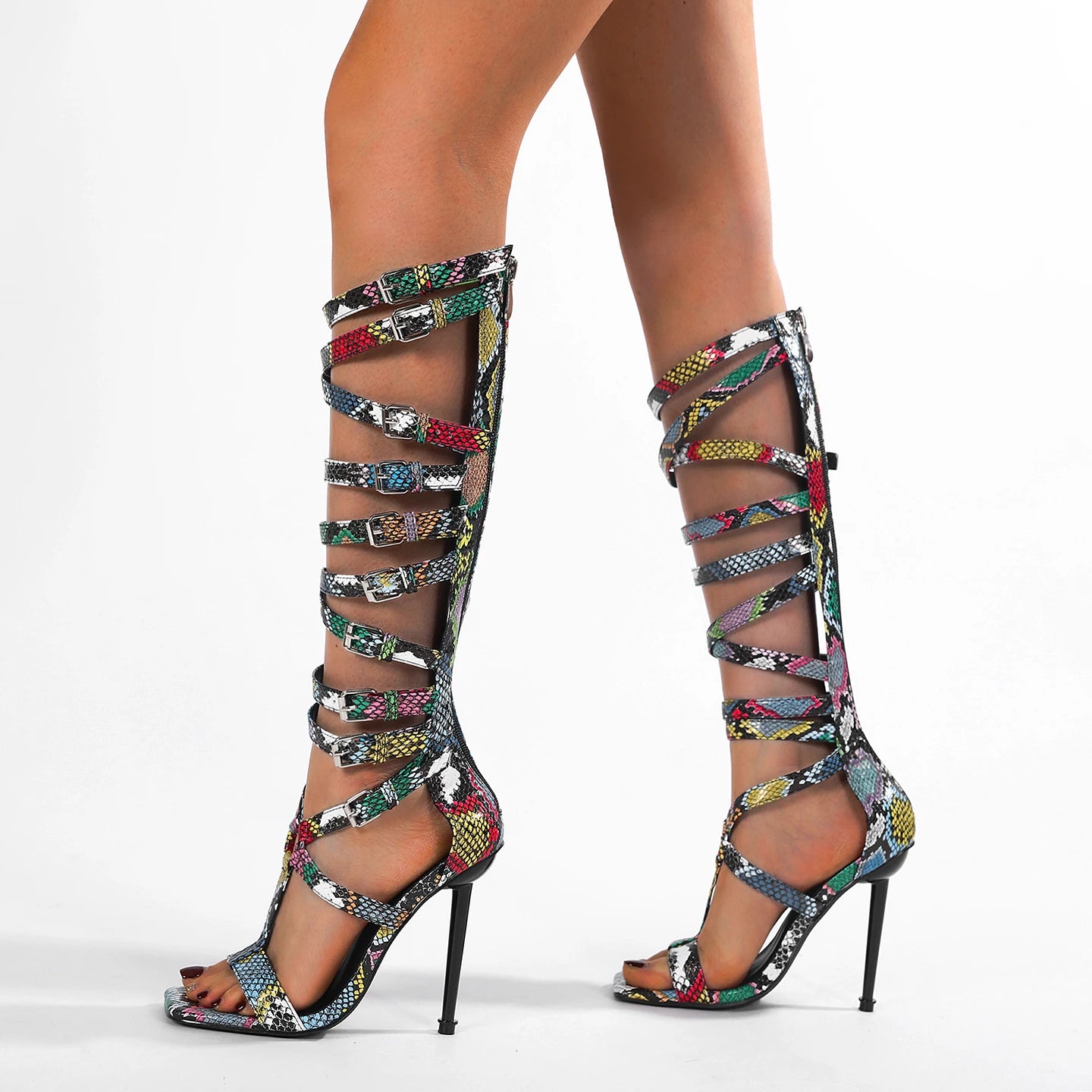 Cross-Tied Gladiator Stiletto Sandals