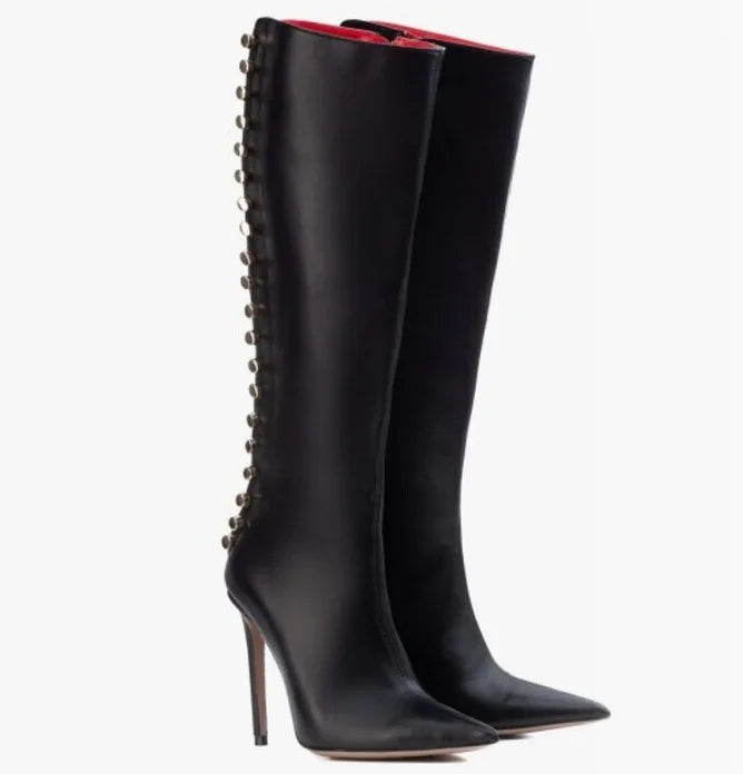 Black Studded Boots Inspired By Hardot