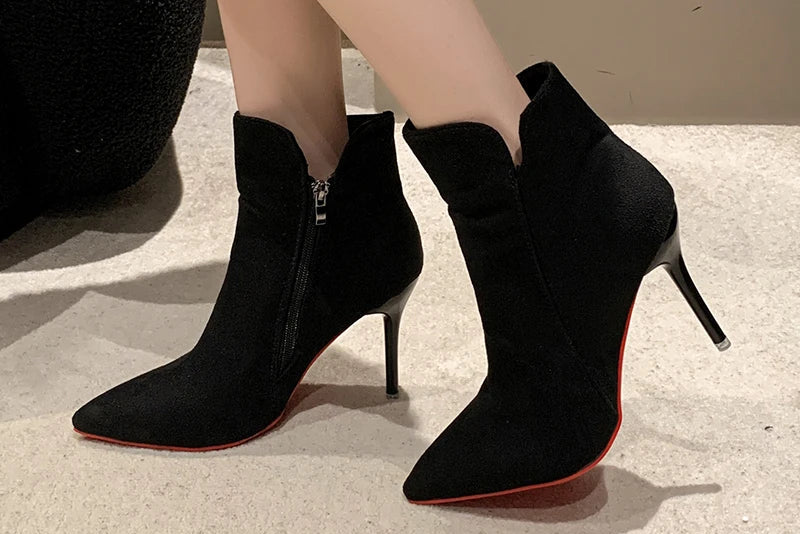 "So Kate" Red Sole Stiletto Ankle Boots Inspired By Christian Louboutin