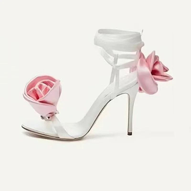 Bridal Rose Lace-up Sandals Inspired by Magda Butrym