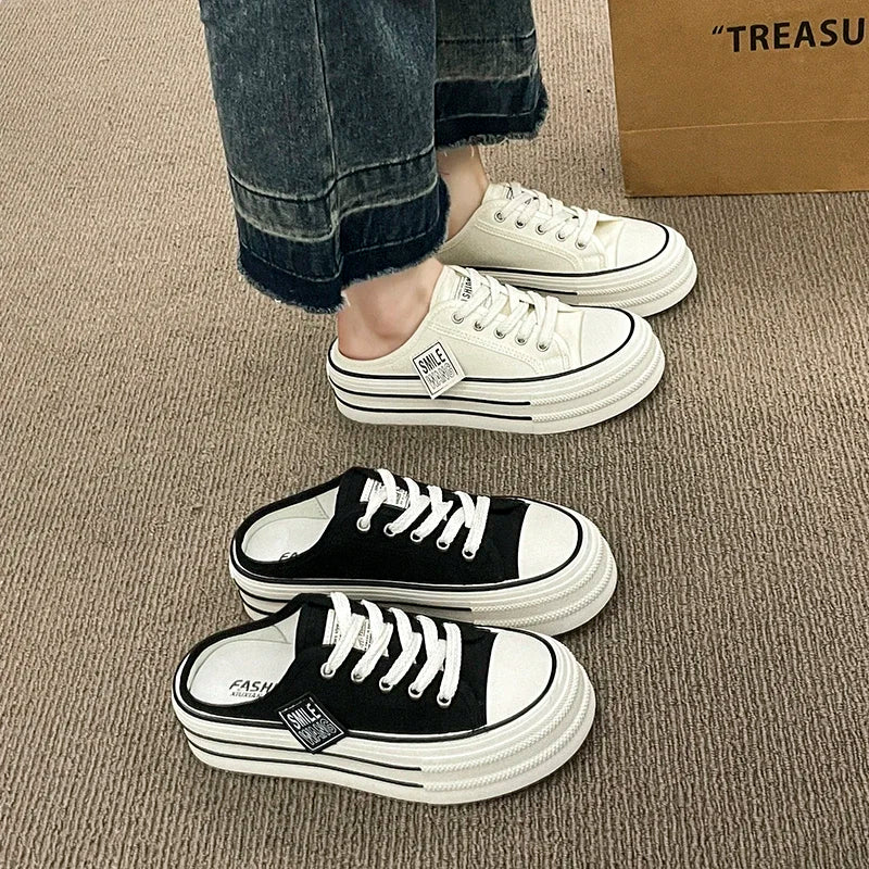 Classic Lace Up Platform Slip On Sneakers