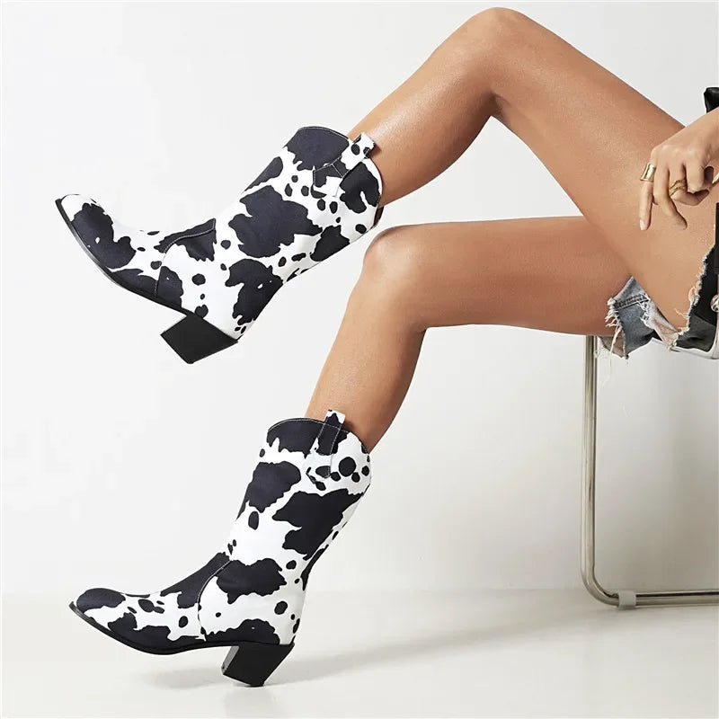 Cow Print Cowboy Boots