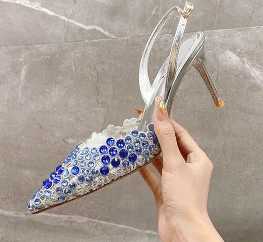 Rhinestone Slingback Stiletto Pumps