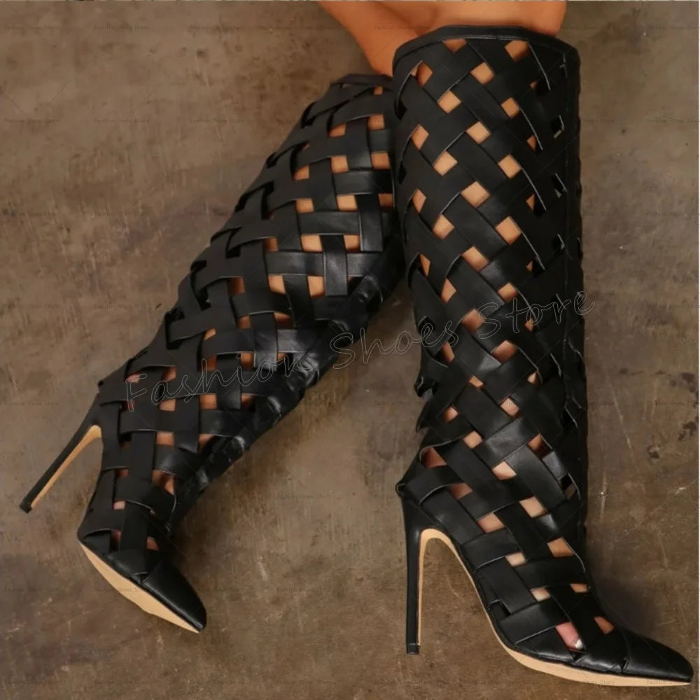 KeyHole Cut-Out Over-The-Knee High Heel Stiletto Boots
