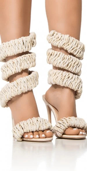 Rope Wrap Around High Heel Sandals
