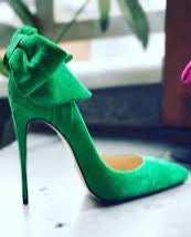 Green Suede Bowtie Heel