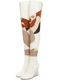 Clearance Fendi Inspired White Thigh High Boots