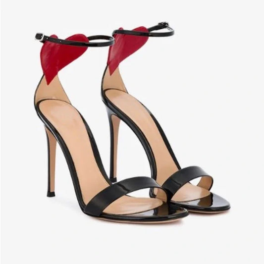 Red Heart Stiletto Sandals Inspired By Gianvito Rossi