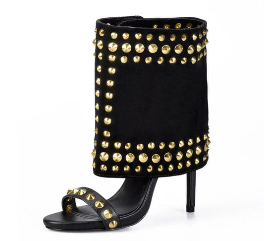 Roman Metal Rivet Studded High Heel Sandals