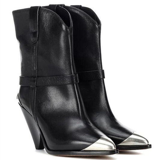 Pre-Loved Cone Heel Cowboy Ankle Boots