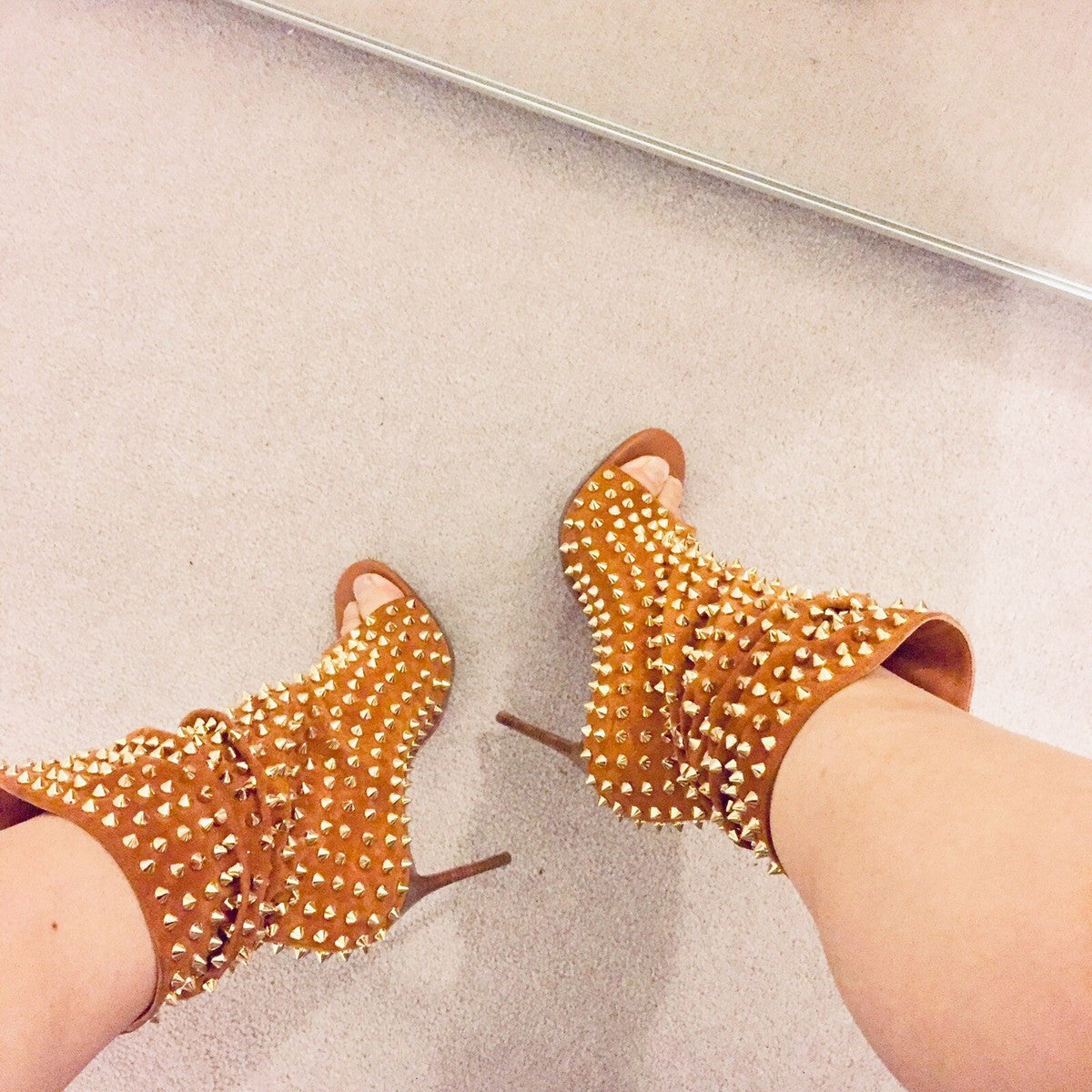 Rivet Suede Ankle Boots Inspired By Christian Louboutin