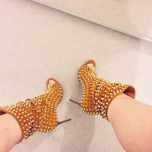 Rivet Suede Ankle Boots Inspired By Christian Louboutin