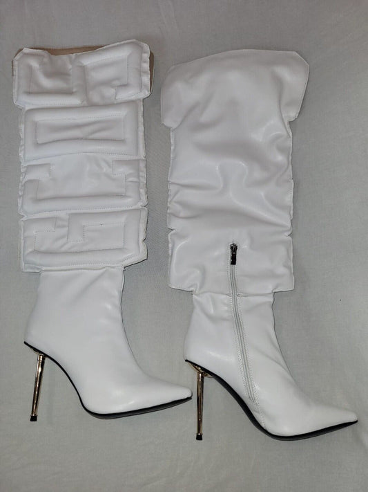 Clearance -  GCDS Inspired Vinyl Material Knee High Boots