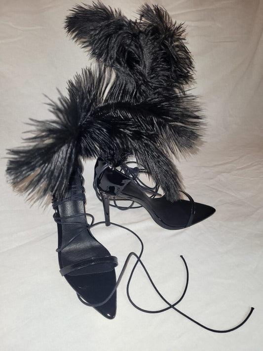 Clearance - Feather Tie Up High Heel Sandal
