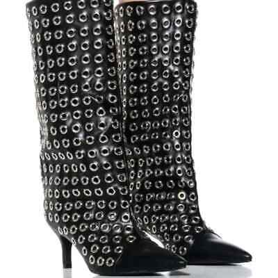 Circle Studded Kitten Heel Boots