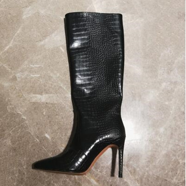  Knee  Embossed Boots - Sansa Costa