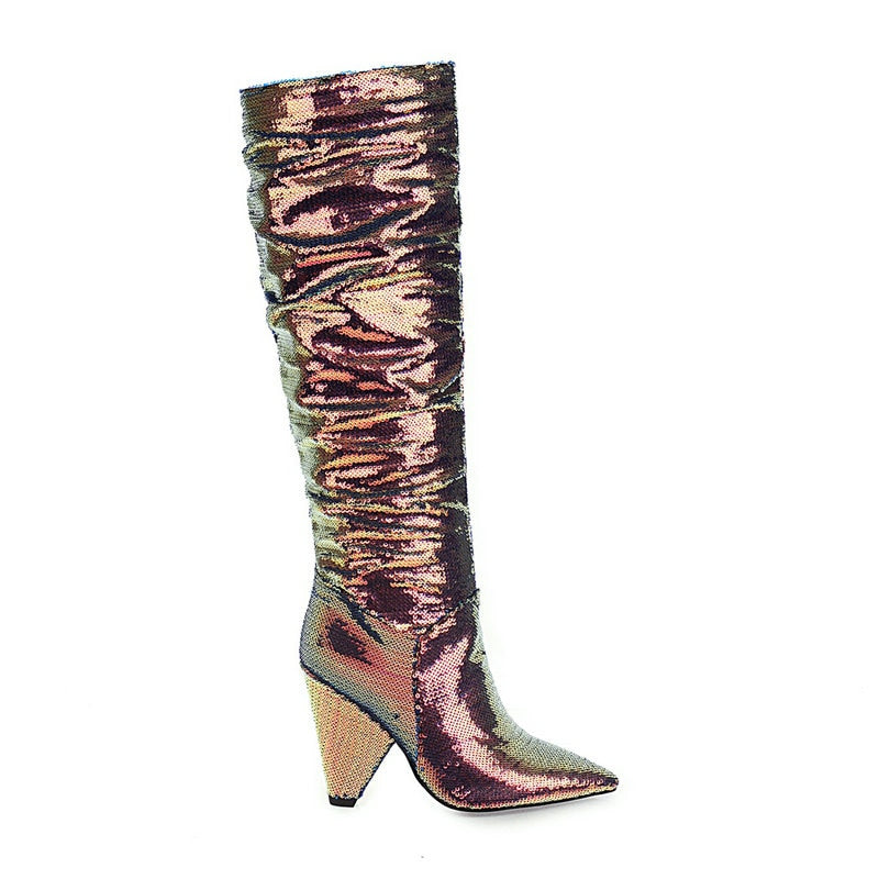 Winter Cone Heel Knee Boots - Sansa Costa