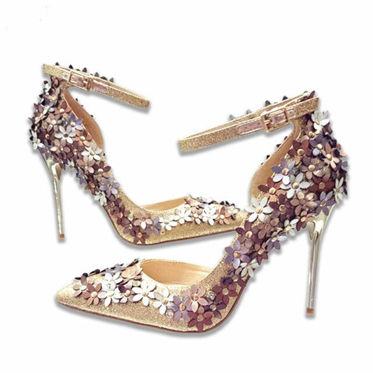 Sequined Flower High Heels Pumps - Sansa Costa