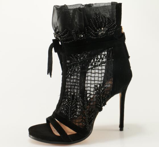 Black Crystal High Heel Boots - Sansa Costa