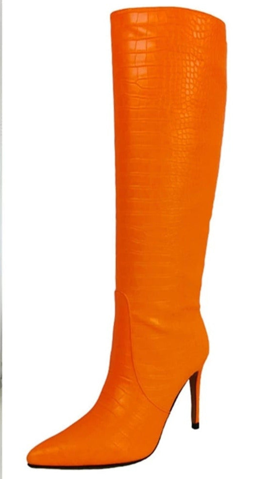  Knee  Embossed Boots - Sansa Costa