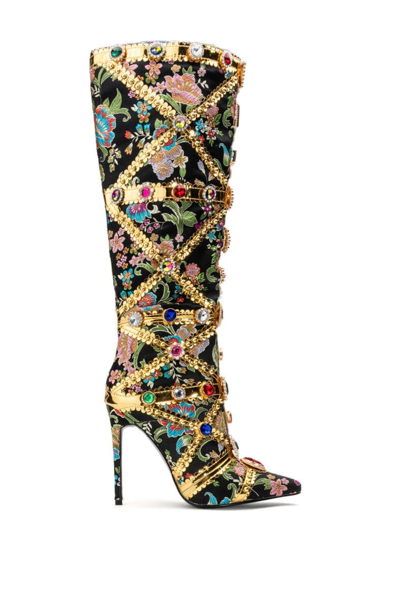 Crystal Zipper Long Boots - Sansa Costa