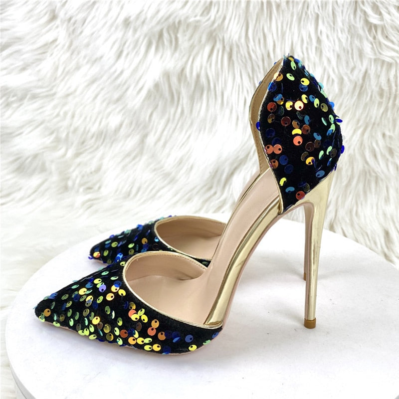 Blue Bling High Heels Pumps-Sansacosta