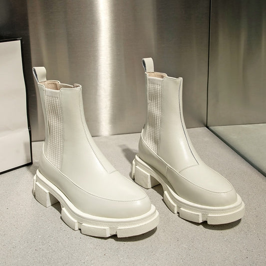 Thick Bottom Genuine Leather Boots - Sansa Costa