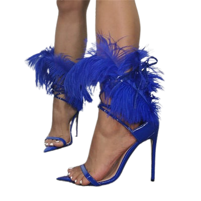  Pointed Toe and Feather Sandals- Sansa Costa
