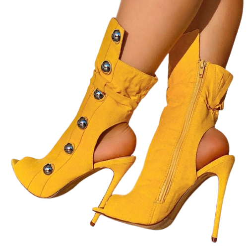 Yellow Ankle Stiletto Boots- Sansa Costa