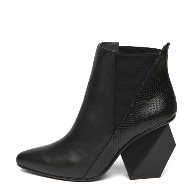 "So Kate" Leather Color Block Ankle Boots- Sansa Costa