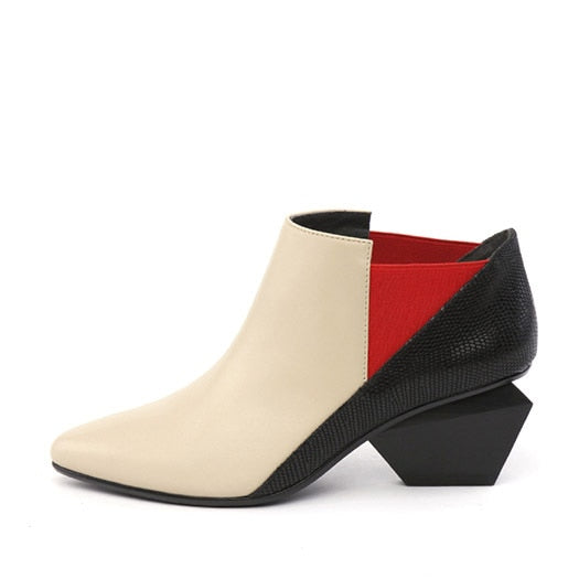  Leather Color Block Ankle Boots- Sansa Costa