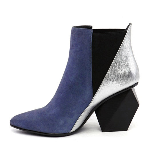  Leather Color Block Ankle  Boots- Sansa Costa