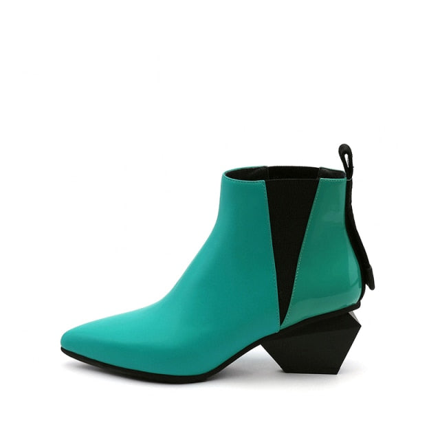 Leather Color Block Ankle Boots- Sansa Costa
