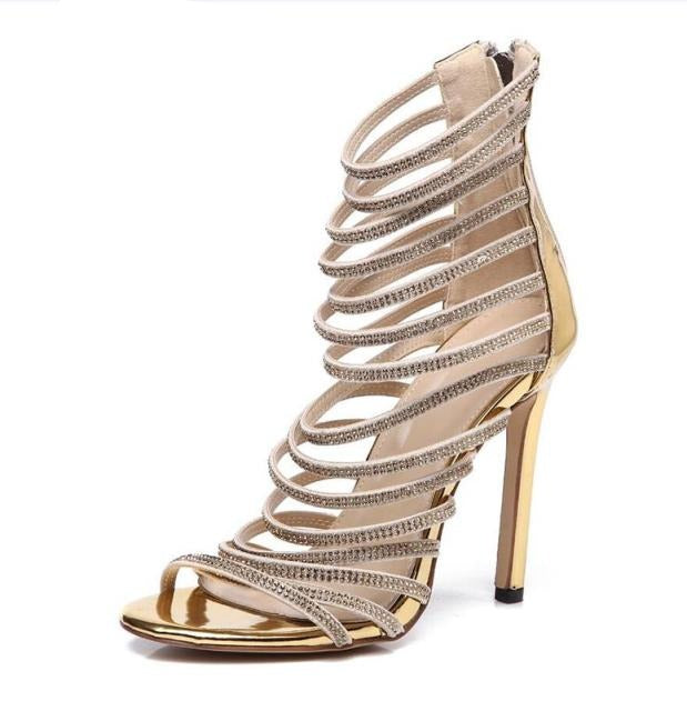 Bling Gold Crystal Sandals - Sansa Costa