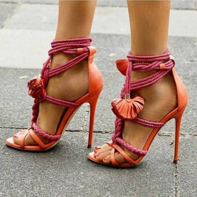 Rope Knot Lace-up Sandals – Sansa Costa