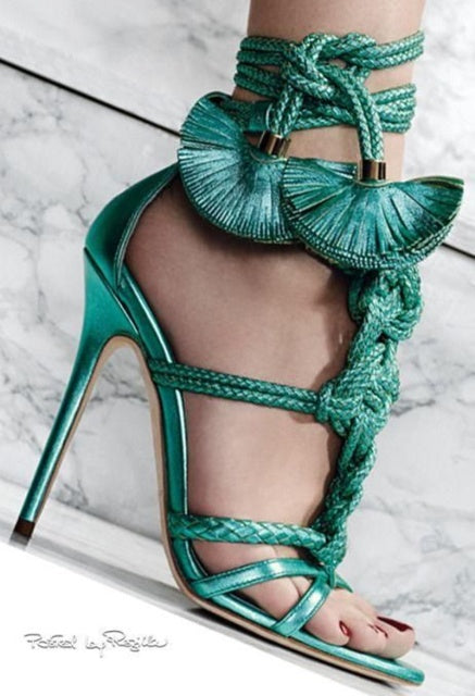 Rope Knot Lace-up  Sandals- Sansa Costa
