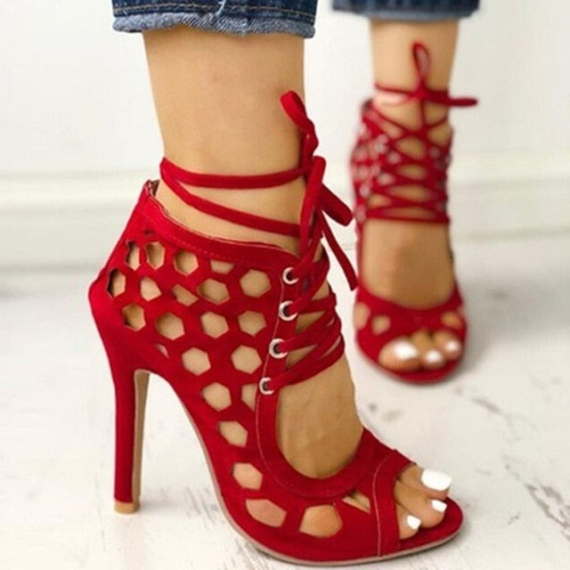 Gladiator Lace Up High Heel Sandals- Sansa Costa