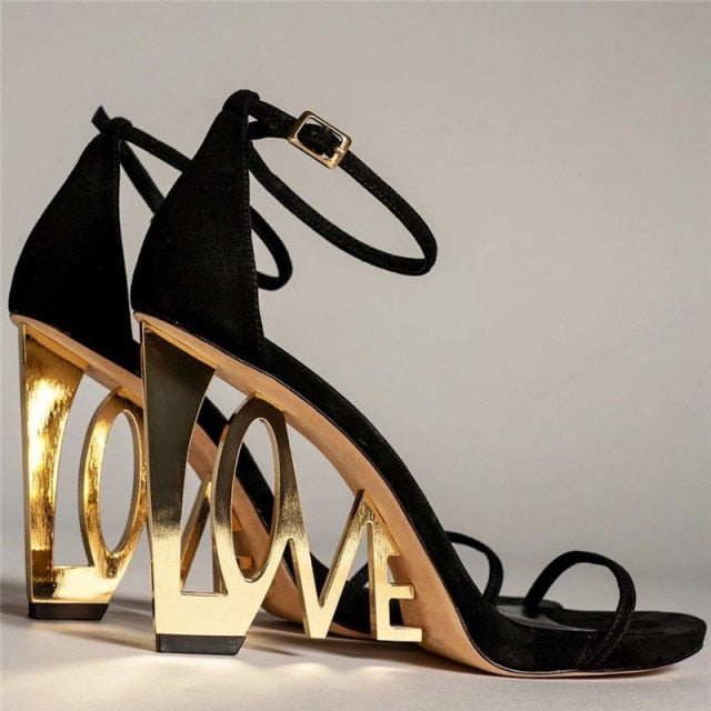 "Birkenstocks" Letter-Love Heel Gladiator Sandals - Sansa Costa