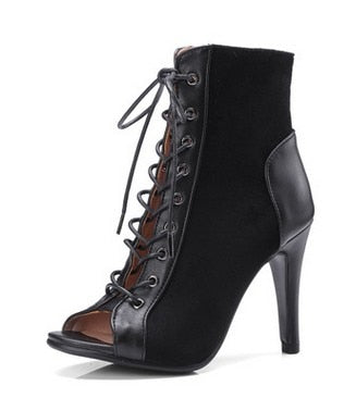 Lace Up Peep Toe Ankle Boots- Sansa Costa