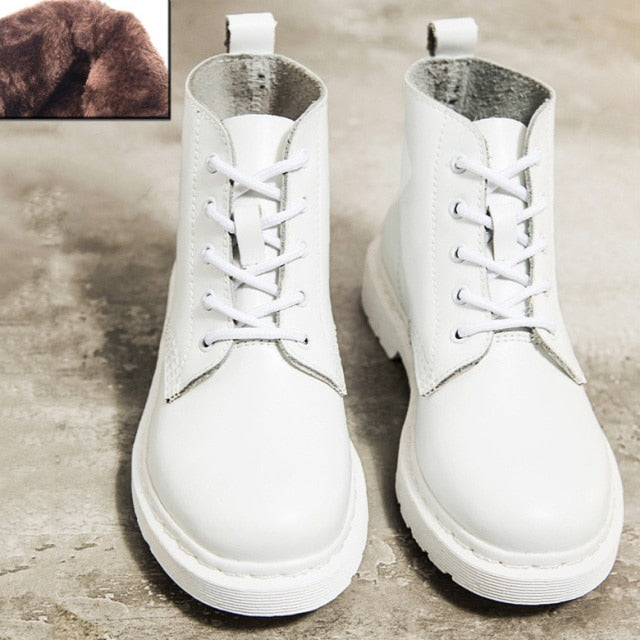  Leather Round Toe Martin Boots -Sansa Costa