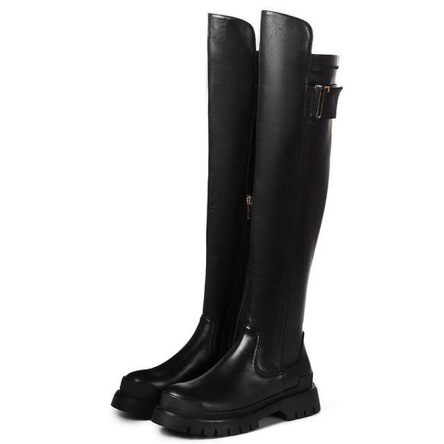  Over The Knee Side Zip Up Boots - Sansa Costa