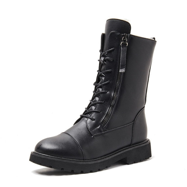 Leather Lace Up Platform Boots- Sansa Costa