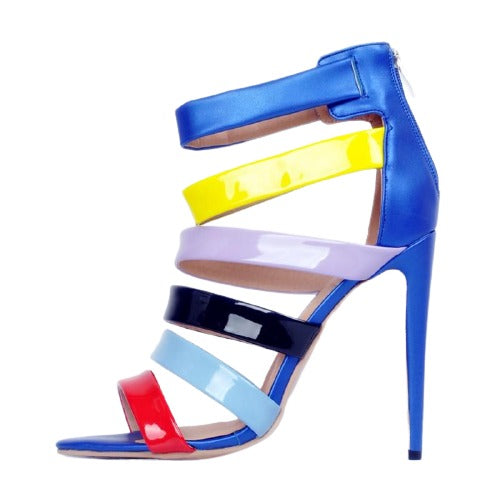 Colorful Stripes High Heel Sandals - Sansa Costa